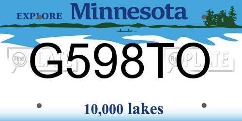 G598TO Minnesota License Plate