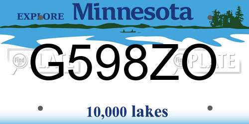 G598ZO Minnesota License Plate