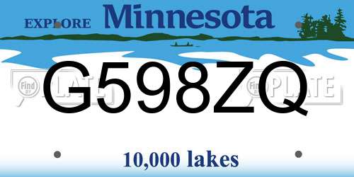 G598ZQ Minnesota License Plate