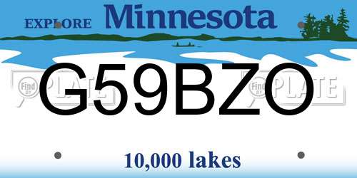 G59BZO Minnesota License Plate