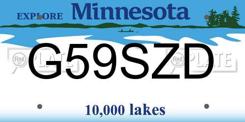G59SZD Minnesota License Plate