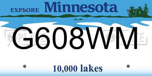 G608WM Minnesota License Plate