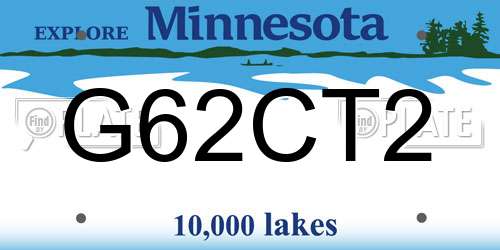 G62CT2 Minnesota License Plate