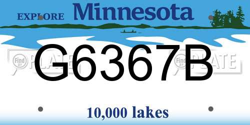 G6367B Minnesota License Plate