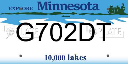 G702DT Minnesota License Plate