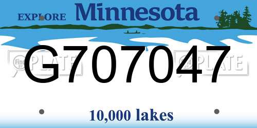 G707047 Minnesota License Plate