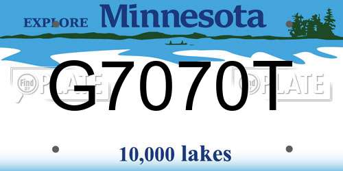 G7070T Minnesota License Plate
