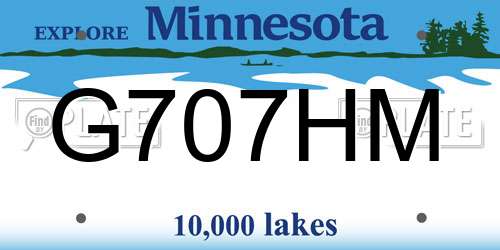 G707HM Minnesota License Plate
