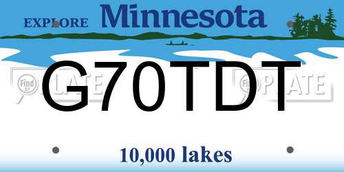 G70TDT Minnesota License Plate