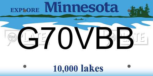 G70VBB Minnesota License Plate