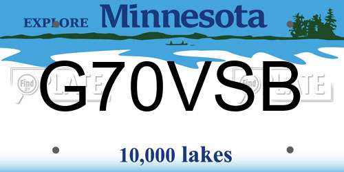 G70VSB Minnesota License Plate