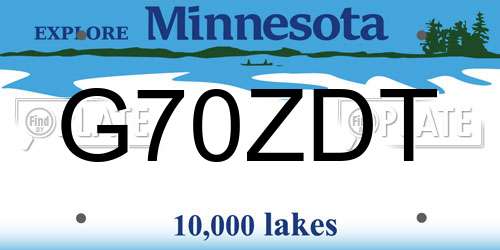 G70ZDT Minnesota License Plate