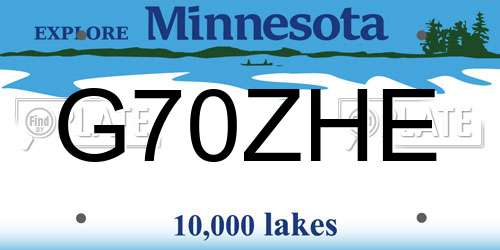 G70ZHE Minnesota License Plate
