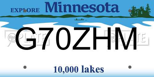 G70ZHM Minnesota License Plate