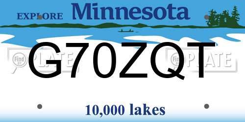 G70ZQT Minnesota License Plate