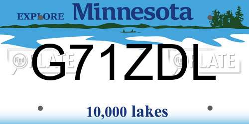 G71ZDL Minnesota License Plate