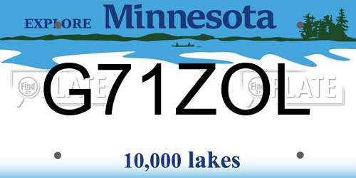 G71ZOL Minnesota License Plate