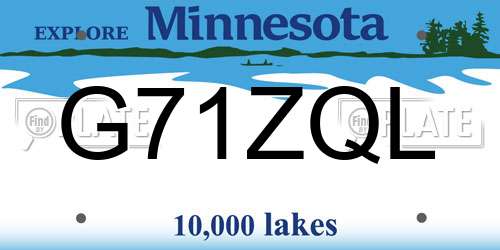 G71ZQL Minnesota License Plate