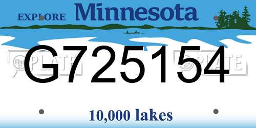 G725154 Minnesota License Plate