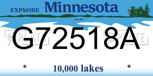 G72518A Minnesota License Plate