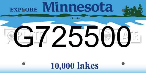 G725500 Minnesota License Plate