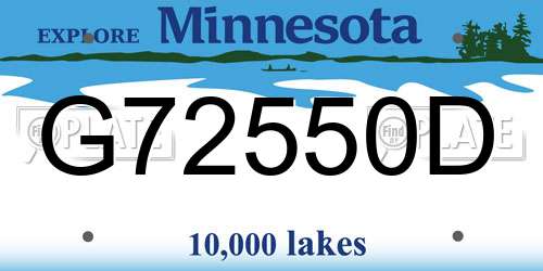 G72550D Minnesota License Plate