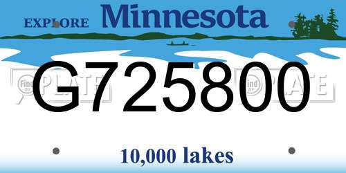 G725800 Minnesota License Plate