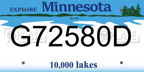 G72580D Minnesota License Plate