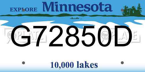 G72850D Minnesota License Plate