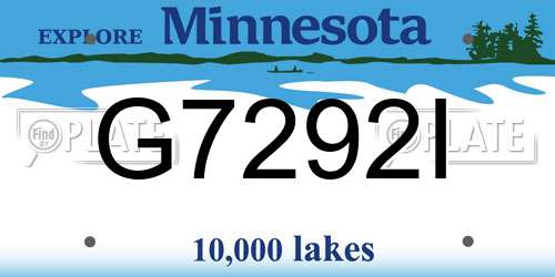 G7292I Minnesota License Plate