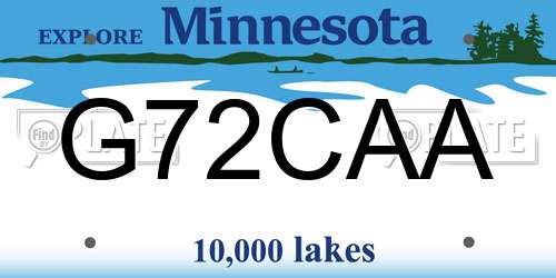 G72CAA Minnesota License Plate
