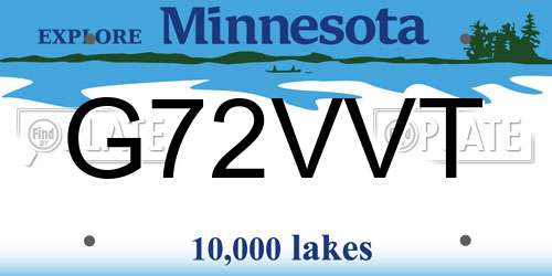 G72VVT Minnesota License Plate