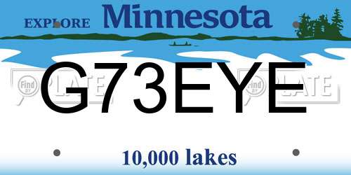 G73EYE Minnesota License Plate