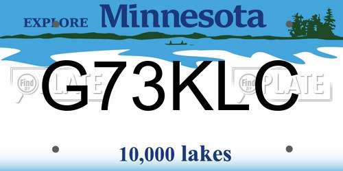 G73KLC Minnesota License Plate