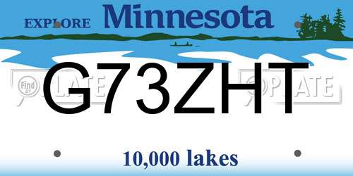 G73ZHT Minnesota License Plate