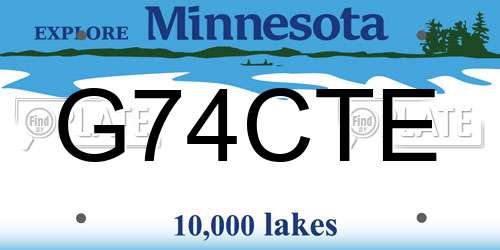 G74CTE Minnesota License Plate