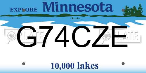 G74CZE Minnesota License Plate