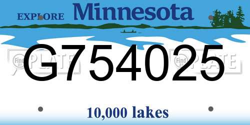 G754025 Minnesota License Plate