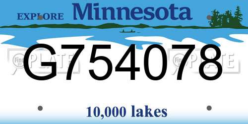 G754078 Minnesota License Plate