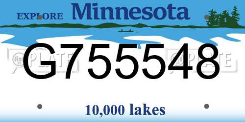 G755548 Minnesota License Plate
