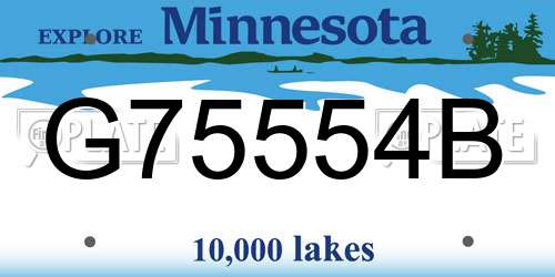 G75554B Minnesota License Plate
