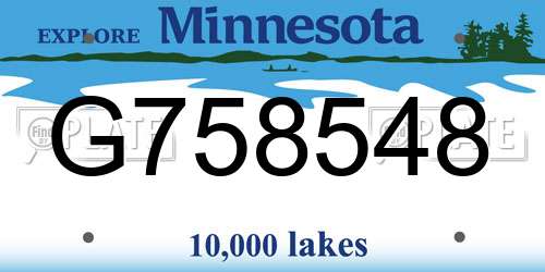 G758548 Minnesota License Plate