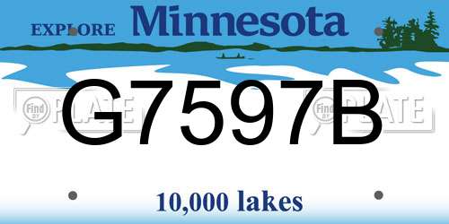 G7597B Minnesota License Plate