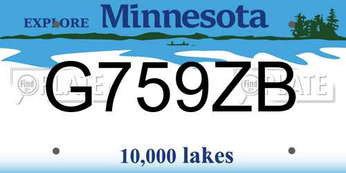 G759ZB Minnesota License Plate