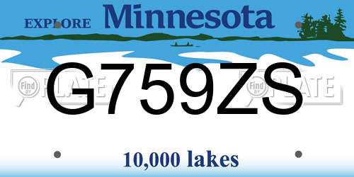 G759ZS Minnesota License Plate