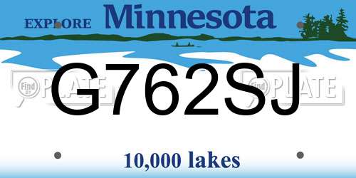 G762SJ Minnesota License Plate