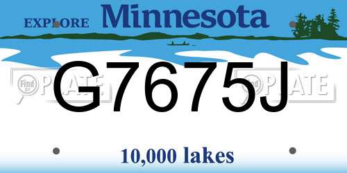 G7675J Minnesota License Plate