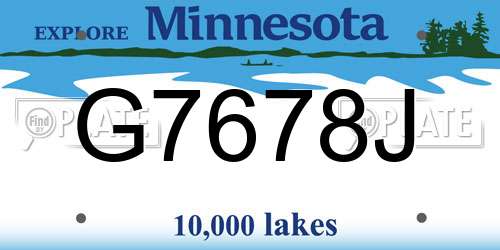 G7678J Minnesota License Plate