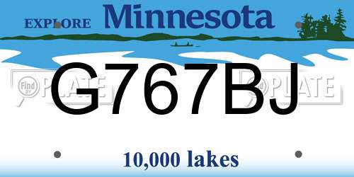 G767BJ Minnesota License Plate