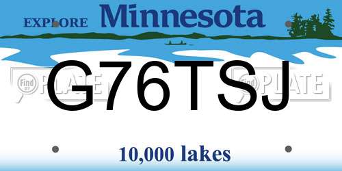 G76TSJ Minnesota License Plate